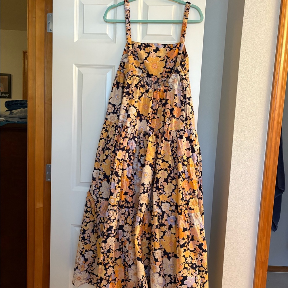 Free People Floral Maxi Dress - Black, Yellow, Purple - Picture 2 of 5